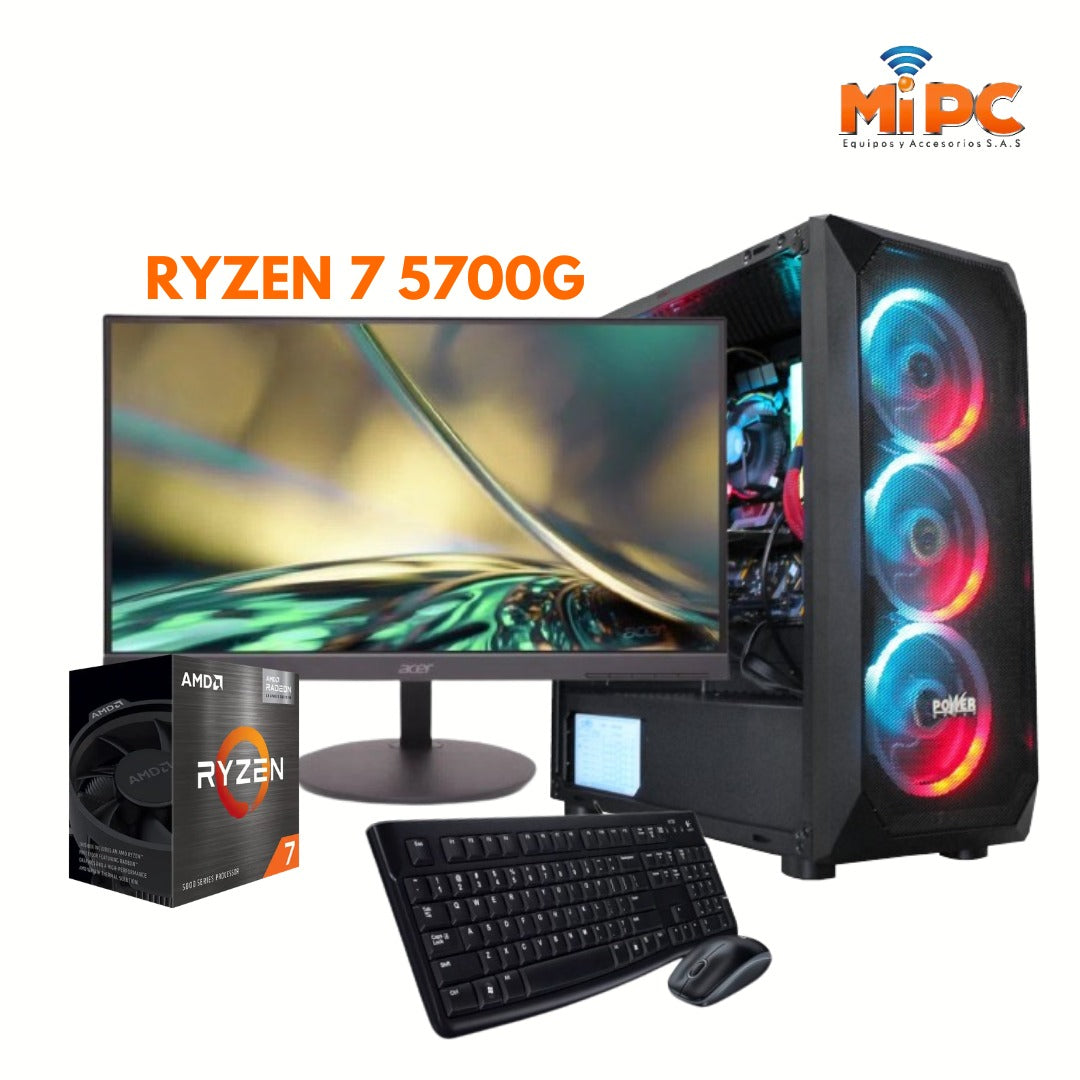 Computador Gamer Ryzen 7 5700g, 512 Solido, Ram 16, Monitor