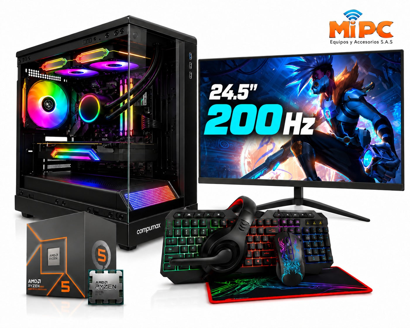 PC Gamer Ryzen 5 8500G Radeon 740M | DDR5 + Monitor 200Hz + Combo Gamer