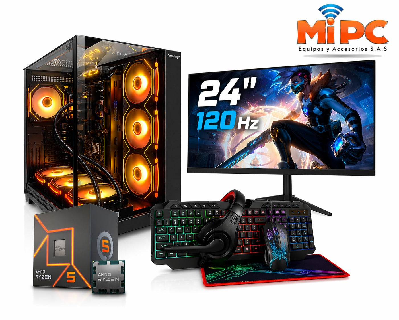 🖥️ Combo Gamer Ryzen 5 8600G + Chasis Pecera + REFRIGERACION Líquida 360 + Fuente 850W