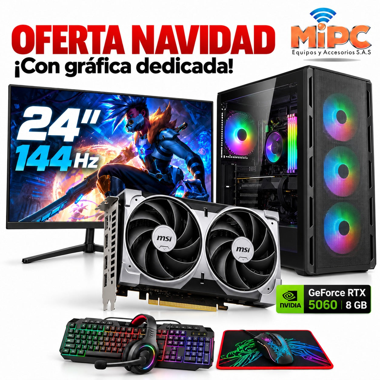 Combo Gamer Ryzen 5 5500F con Grafica RTX 5060