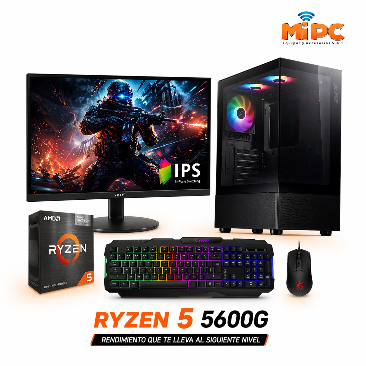 🖥️ Combo Gamer Ryzen 5 5600G 16GB Dual Channel (2x8GB) + Monitor Configurable