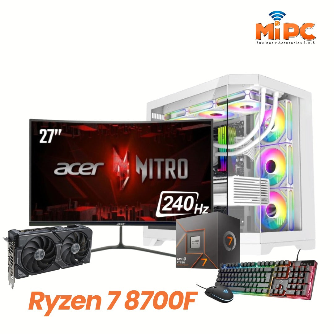 Computador Gamer Ryzen 7 8700F + NVIDIA GeForce RTX 5060 Ti 16GB
