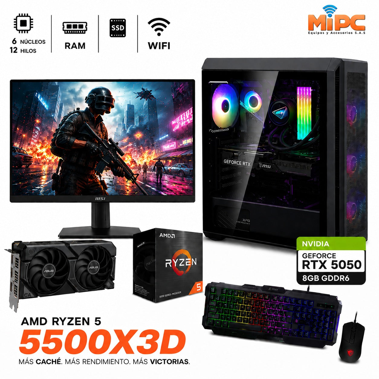 Combo Ryzen 5 5500X3D con RTX 5050