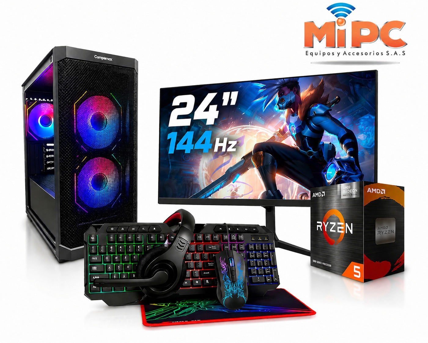 Combo Ryzen 5 5600GT Monitor 24 144 hz Compumax