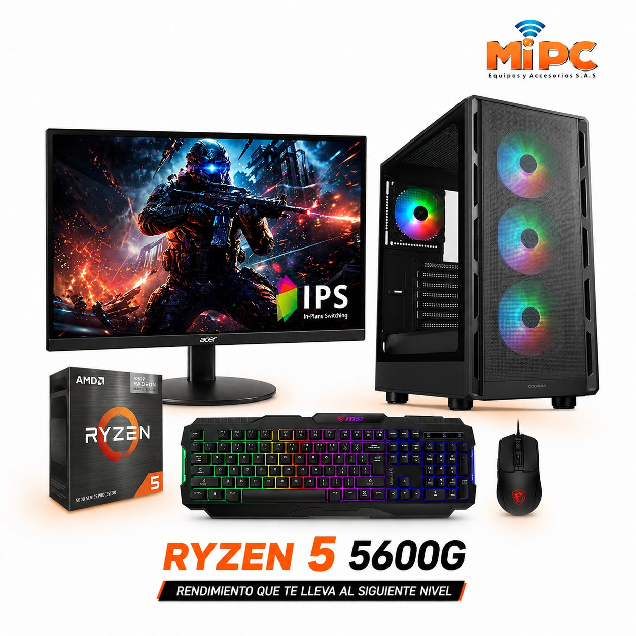 🖥️ Combo Gamer Ryzen 5 5600G 16GB Dual Channel (2x8GB) + Monitor Configurable