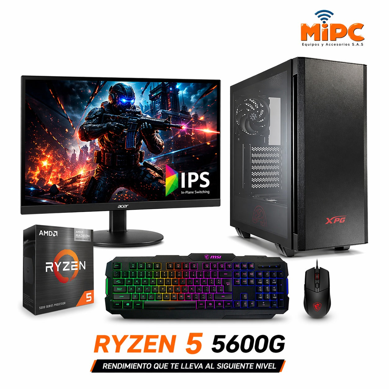 🖥️ Combo Gamer Ryzen 5 5600G 16GB Dual Channel (2x8GB) + Monitor Configurable XPG Invader