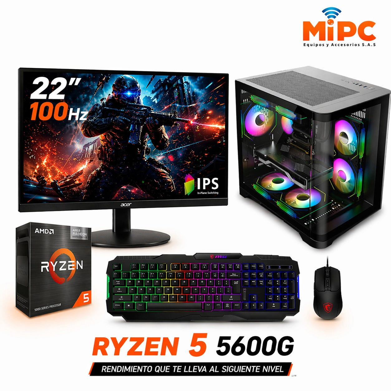 Combo Ryzen 5 5600G con acer de 22