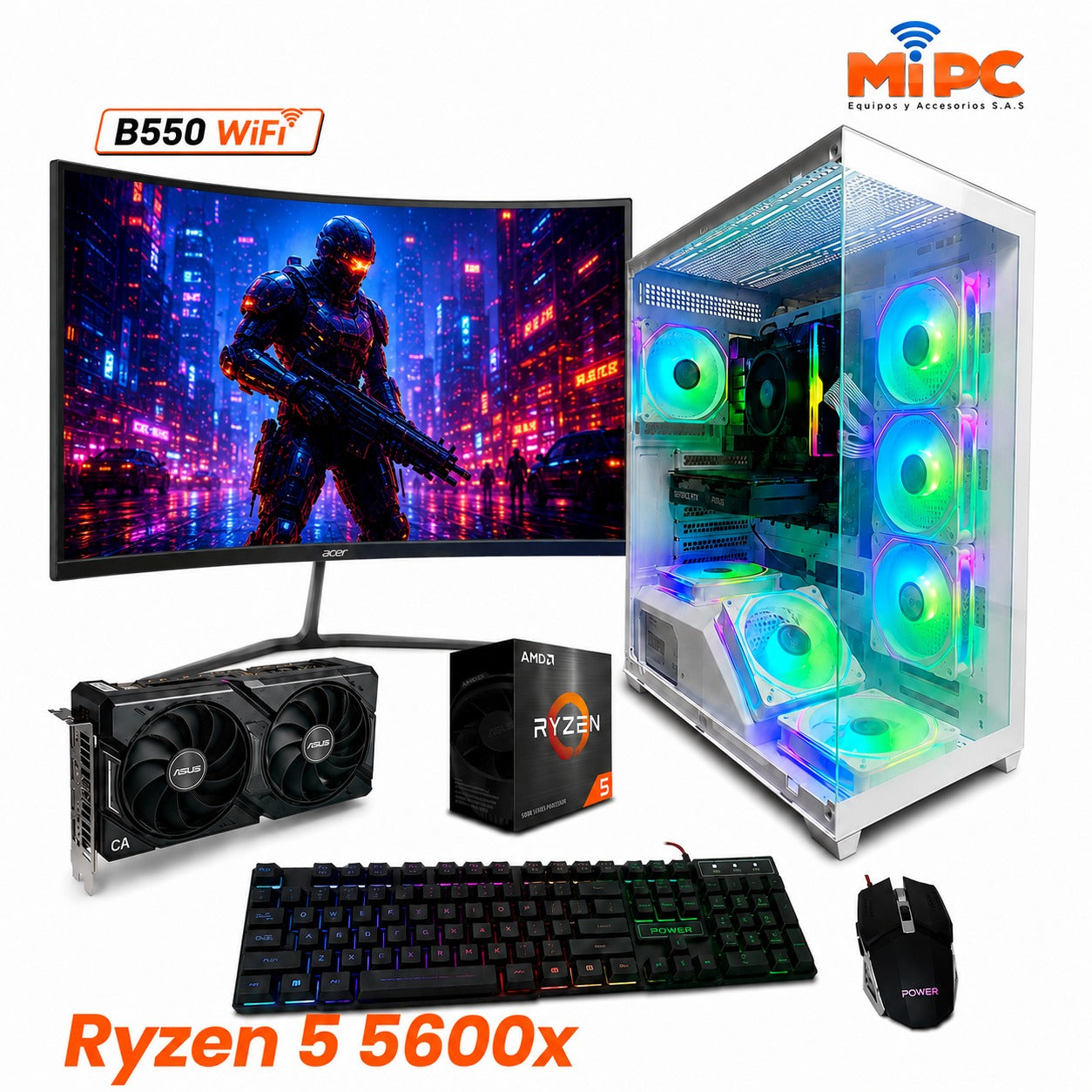 PC Gamer Ryzen 5 5600XT + Grafica RX 9060 XT de 8GB + Monitor Gamer