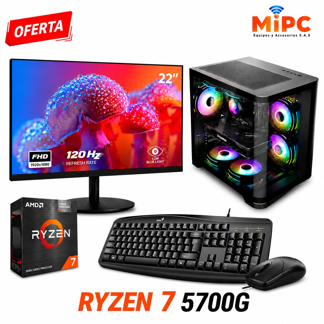 PC Gamer Completo Ryzen 7 5700G + Precio OFERTA