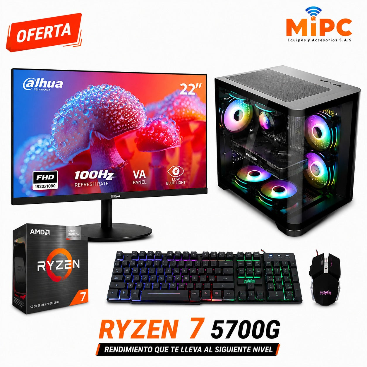 PC Gamer Completo Ryzen 7 5700G + Precio OFERTA