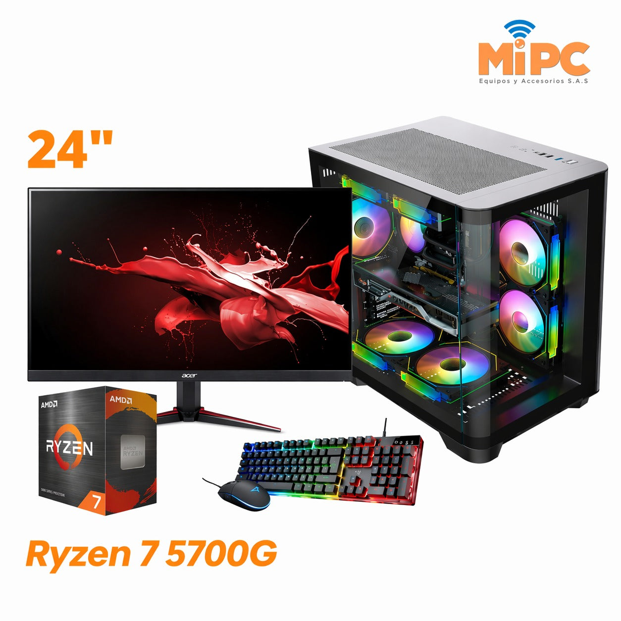 Combo Ryzen 7 5700g con Acer 24