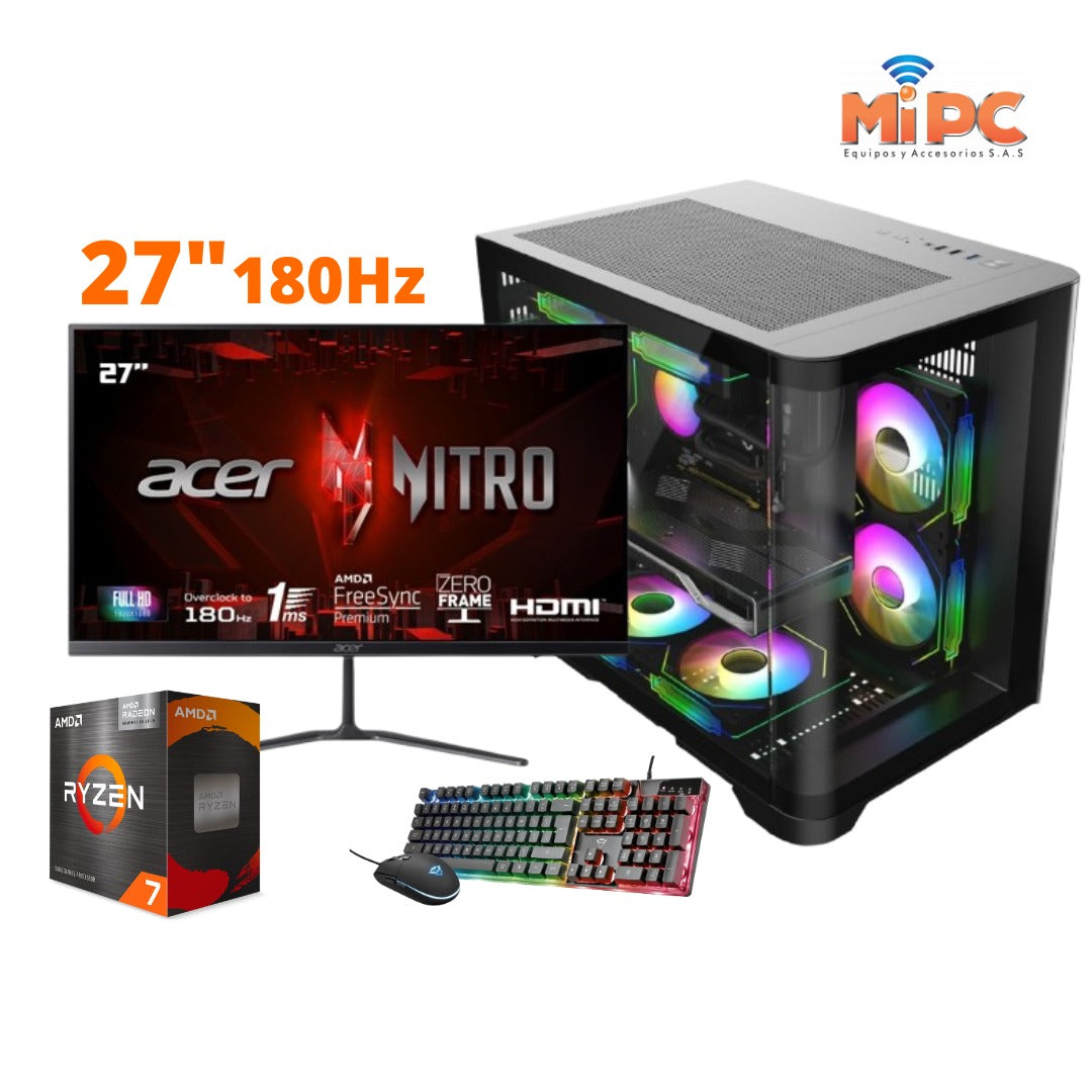 Computador Ryzen 7 5700G con 27 180 hz