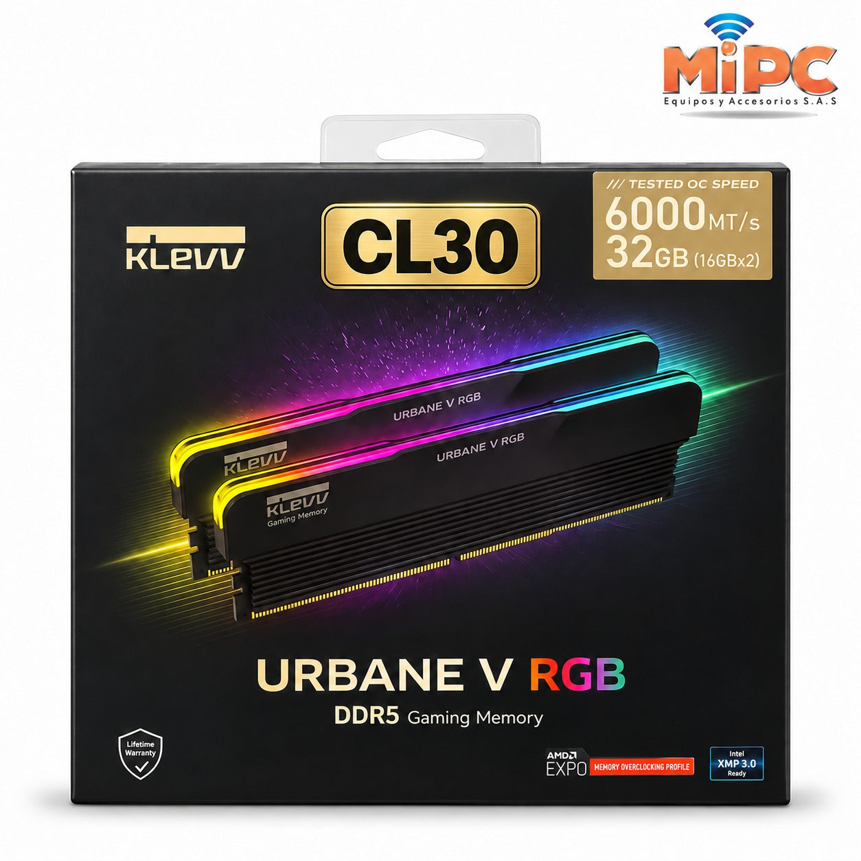 Memoria RAM KLEVV URBANE V RGB DDR5 32GB 2x16GB 6000MHz CL30