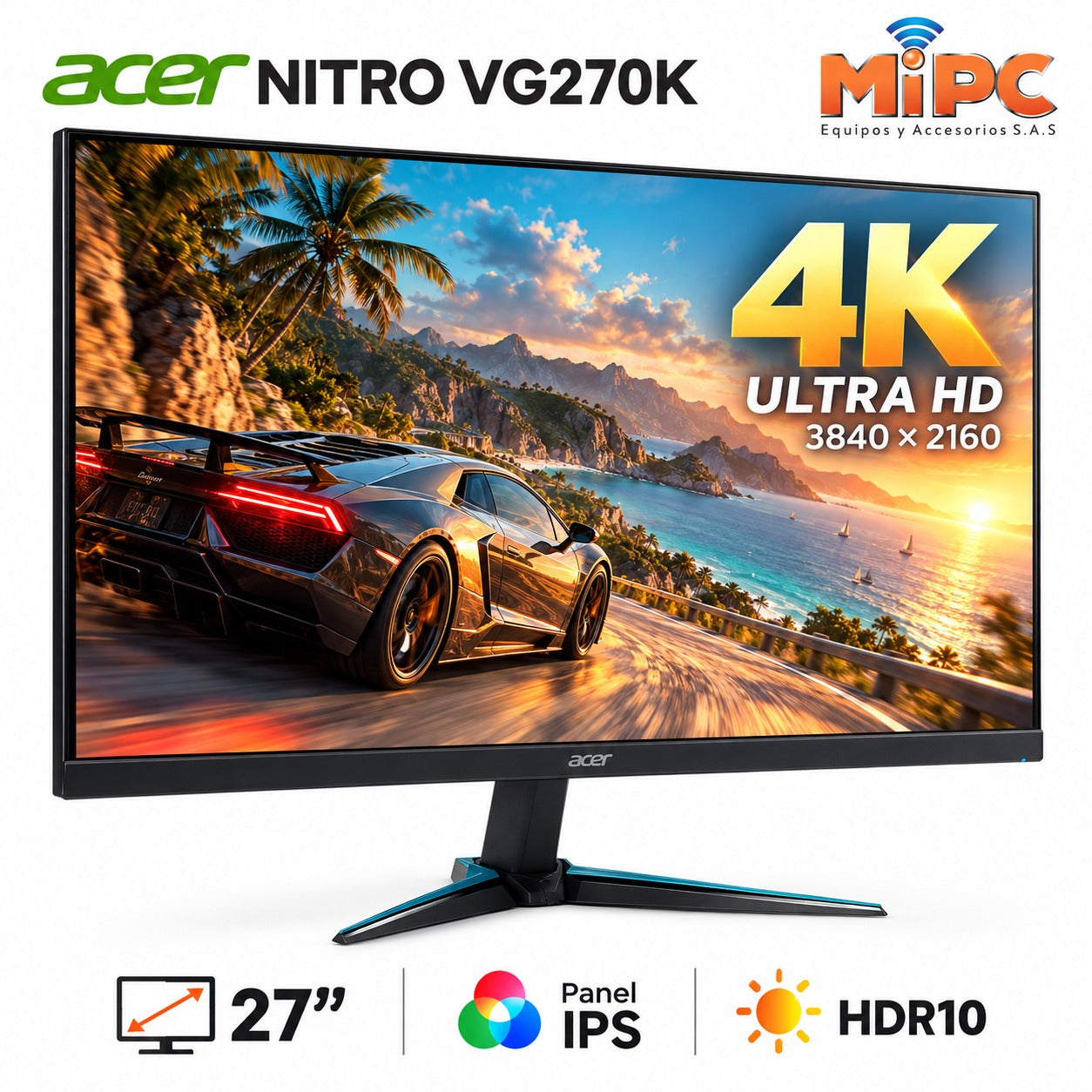 Monitor Gamer Acer Nitro VG270KV4MIIPX 27 4K UHD IPS