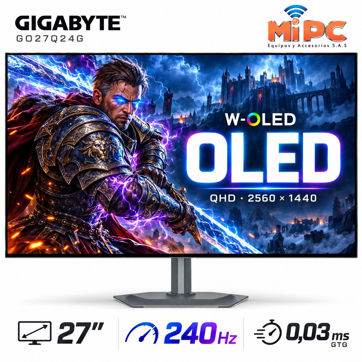 Monitor Gamer GIGABYTE GO27Q24G27W OLED QHD 240Hz 0.03ms
