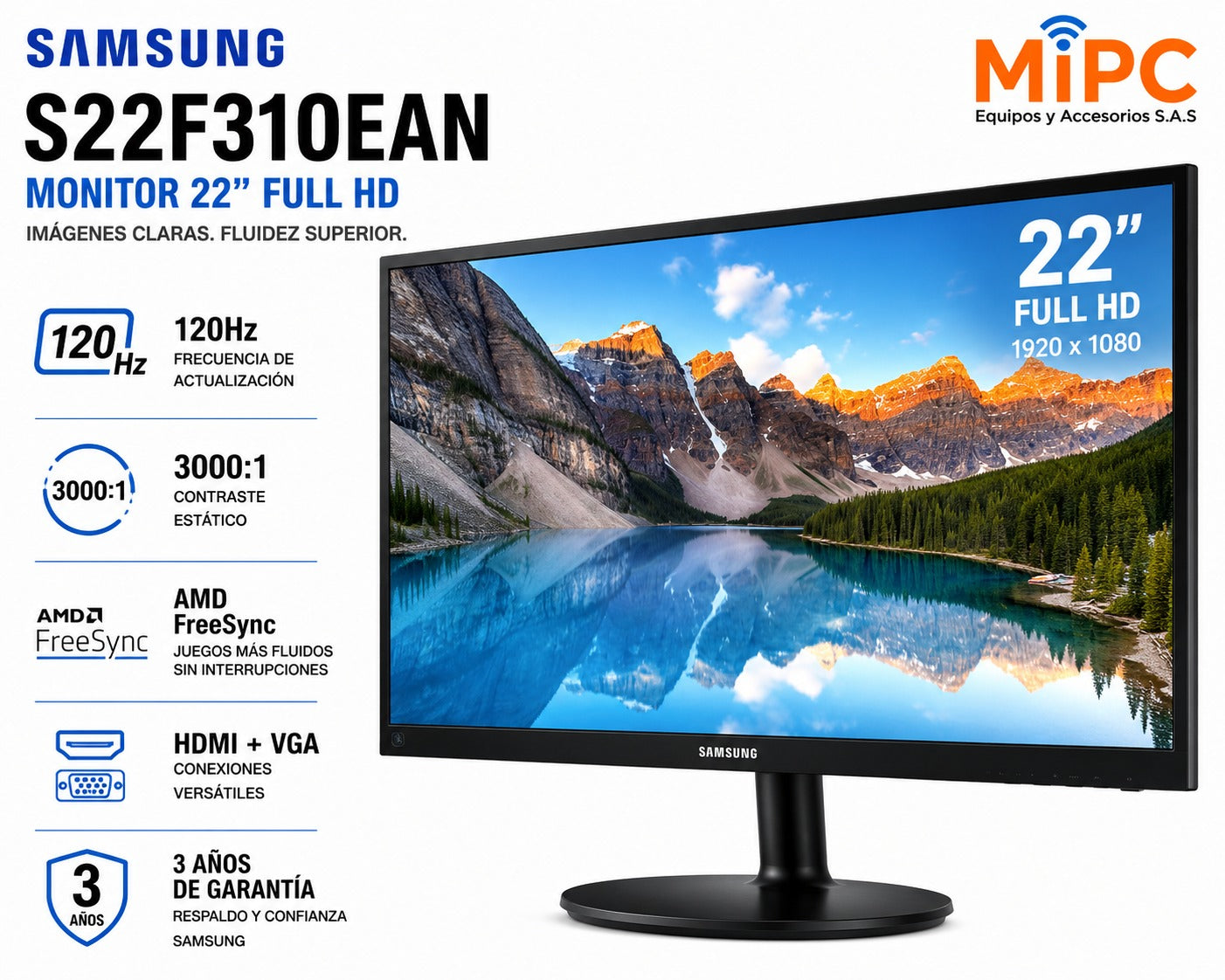 Monitor Samsung S22F310EAN22 FullHD 120Hz