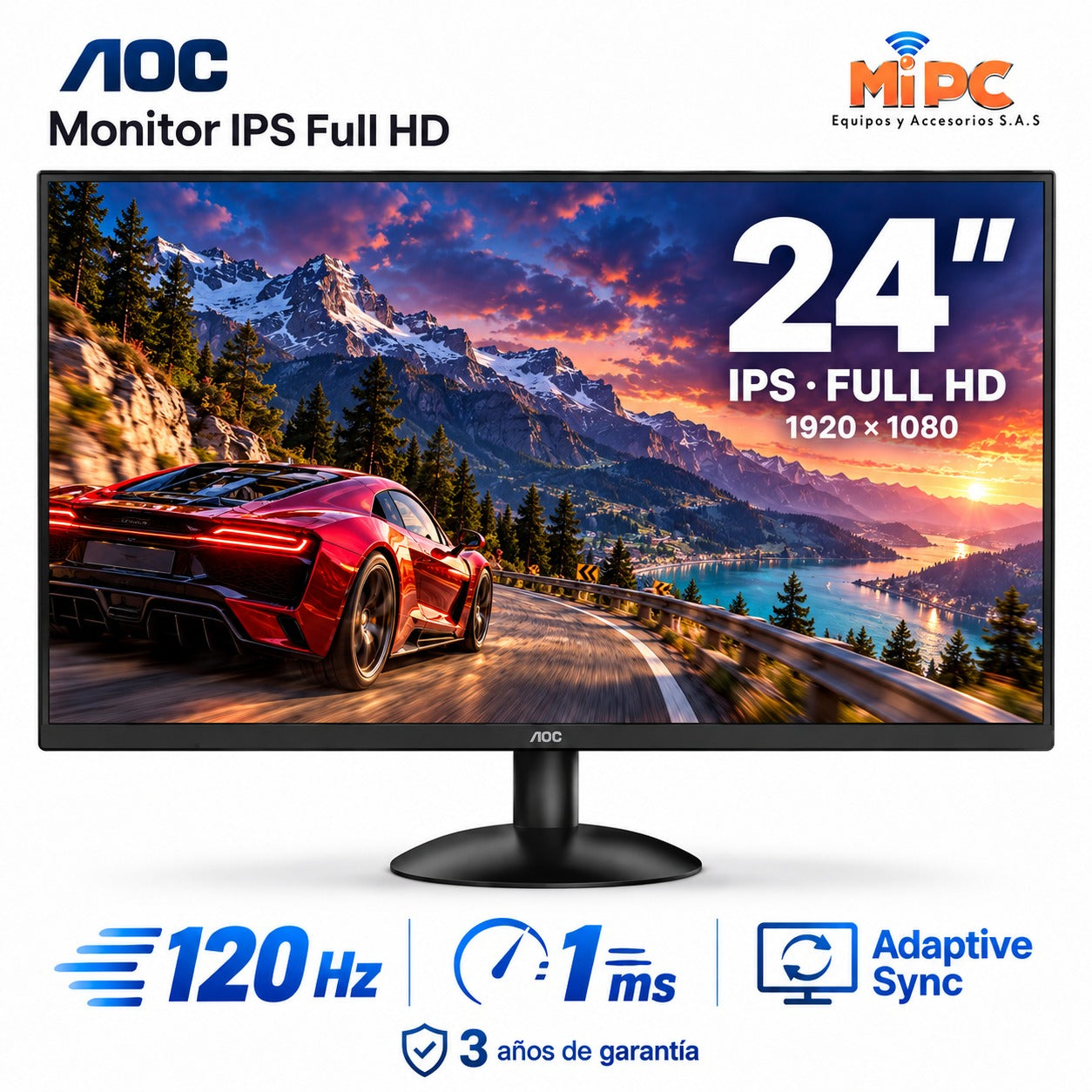 Monitor Aoc FHD 23.8 120Hz 1ms 24B30H2