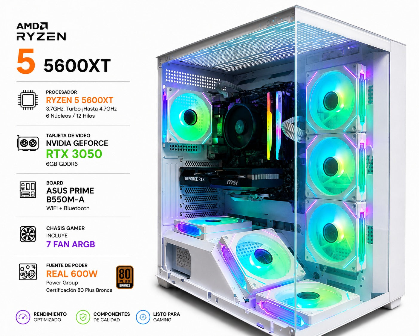 PC Gamer Ryzen 5 5600XT + RTX 3050 6GB