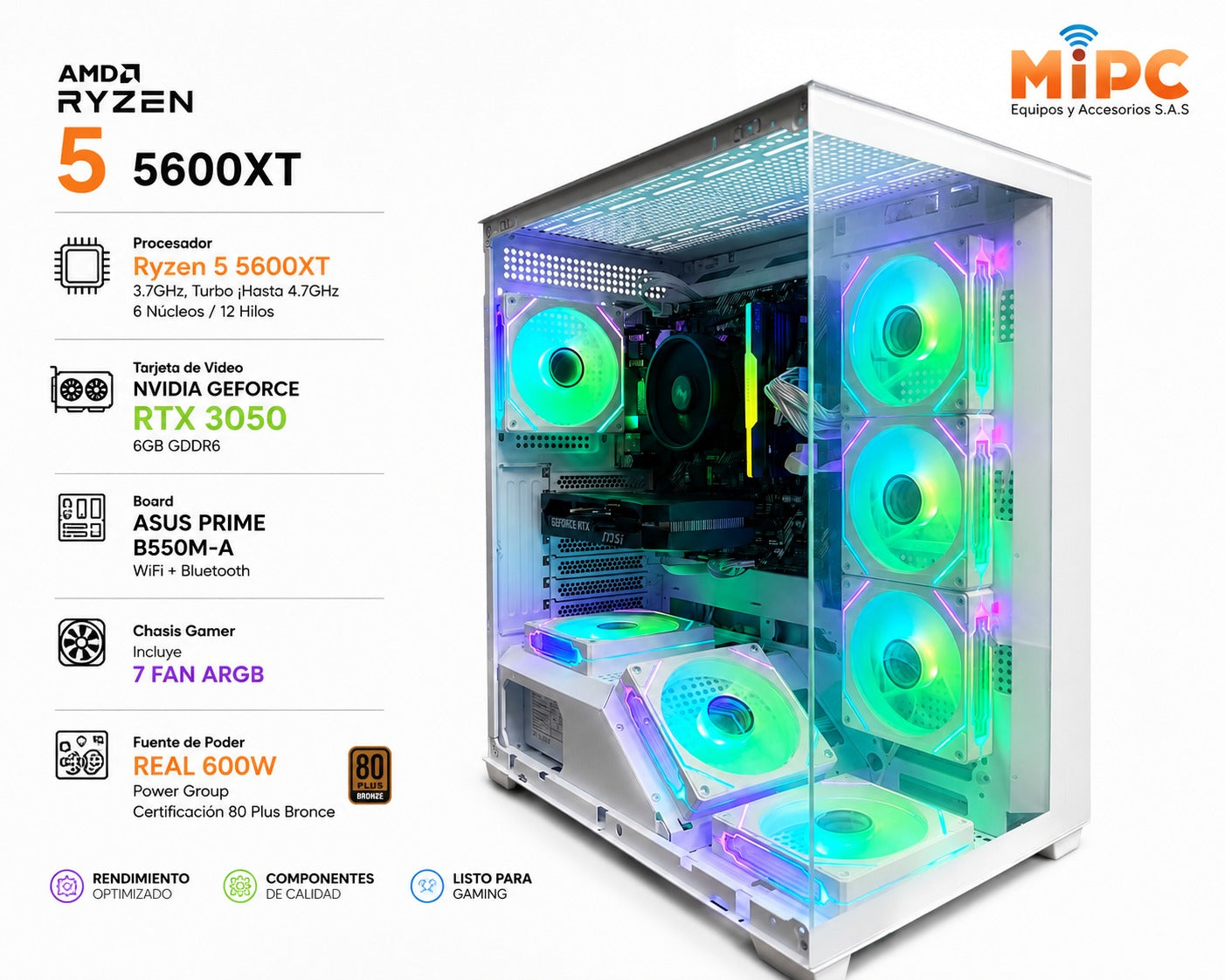 PC Gamer Ryzen 5 5600XT + RTX 3050 6GB