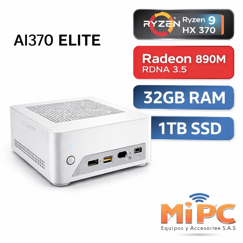 MINI PC AI370 ELITE Ryzen 9 HX 370 + Radeon 890M | 32GB RAM | 1TB SSD