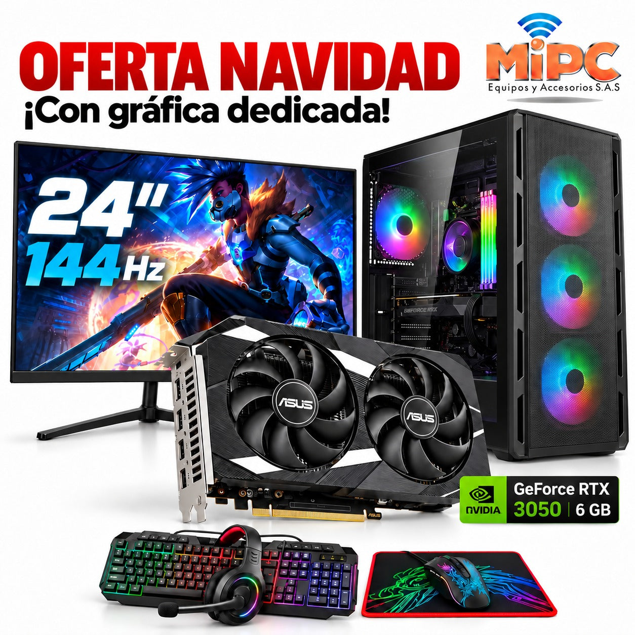 PC Gamer Ryzen 5 5500 con Grafica RTX 3050