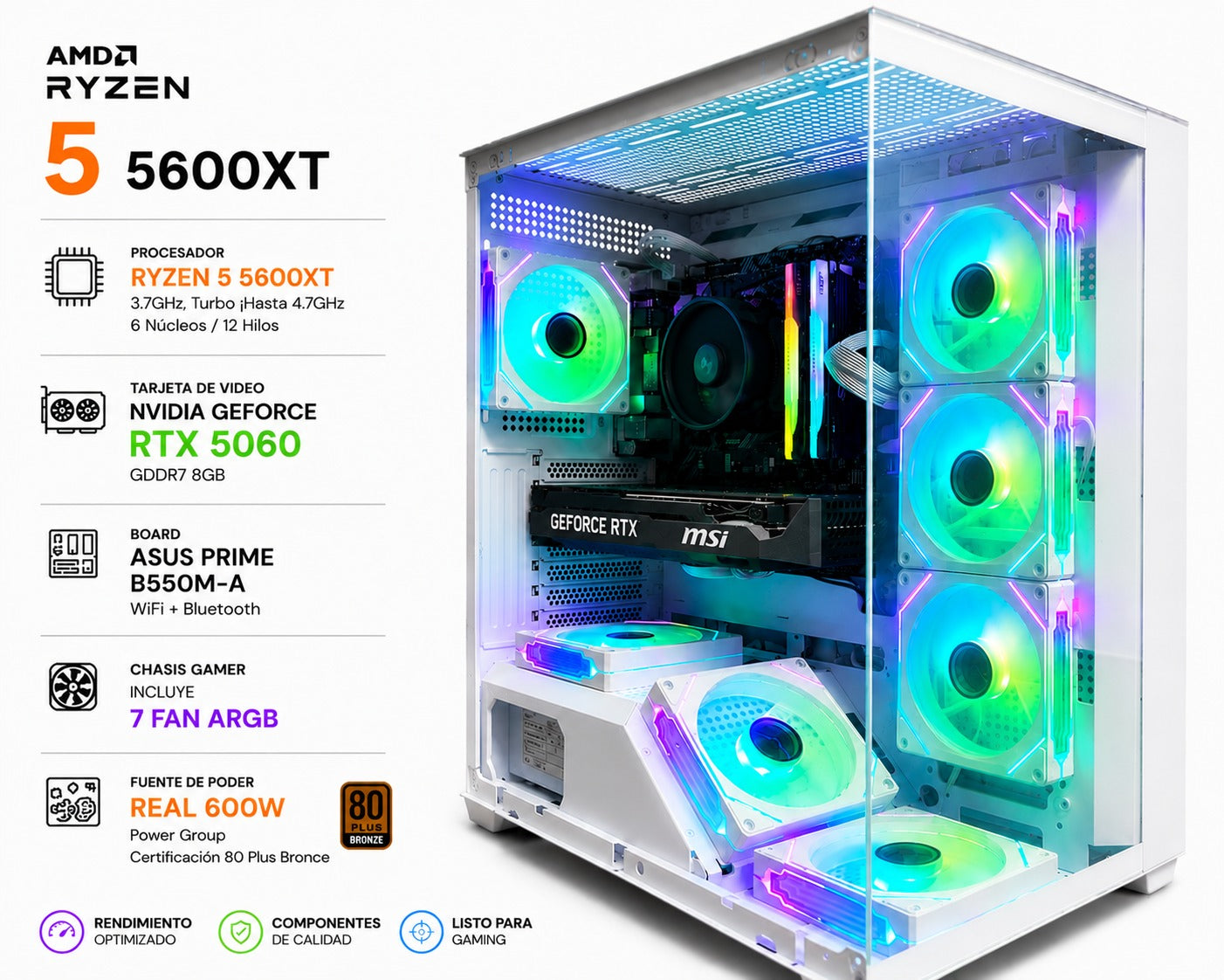PC Gamer Ryzen 5 5600XT con RTX 5060