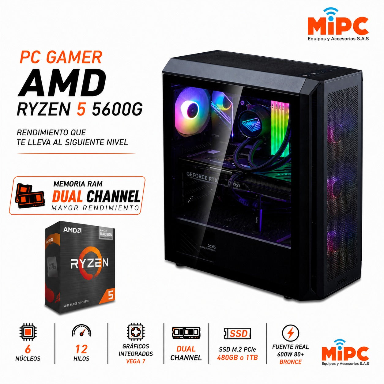 Pc Gamer Ryzen 5 5600GT con xpg