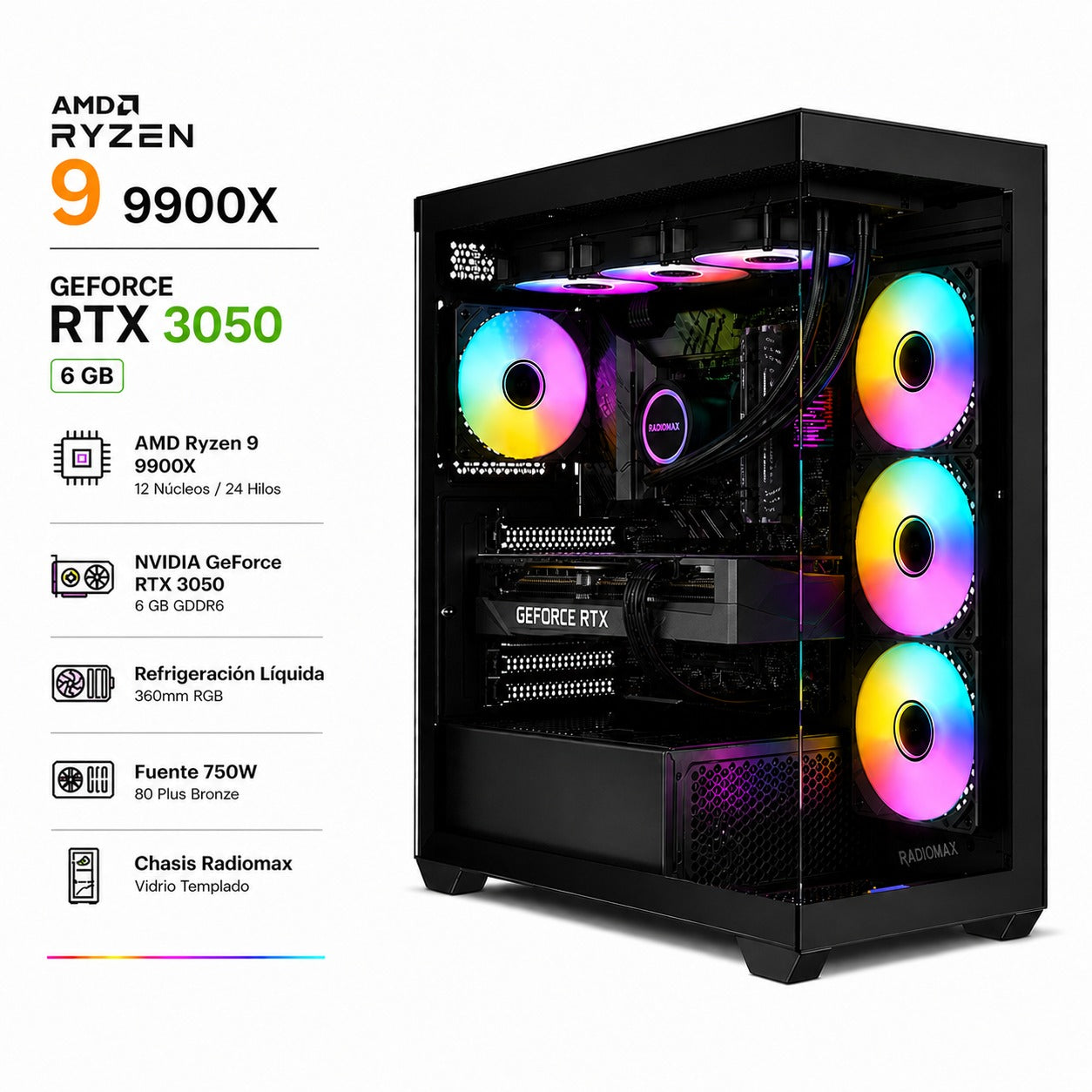 Pc Gamer Ryzen 9 9900X con RTX 3050