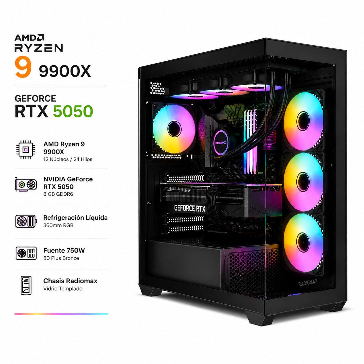Pc Gamer Ryzen 9 9900X con RTX 5050