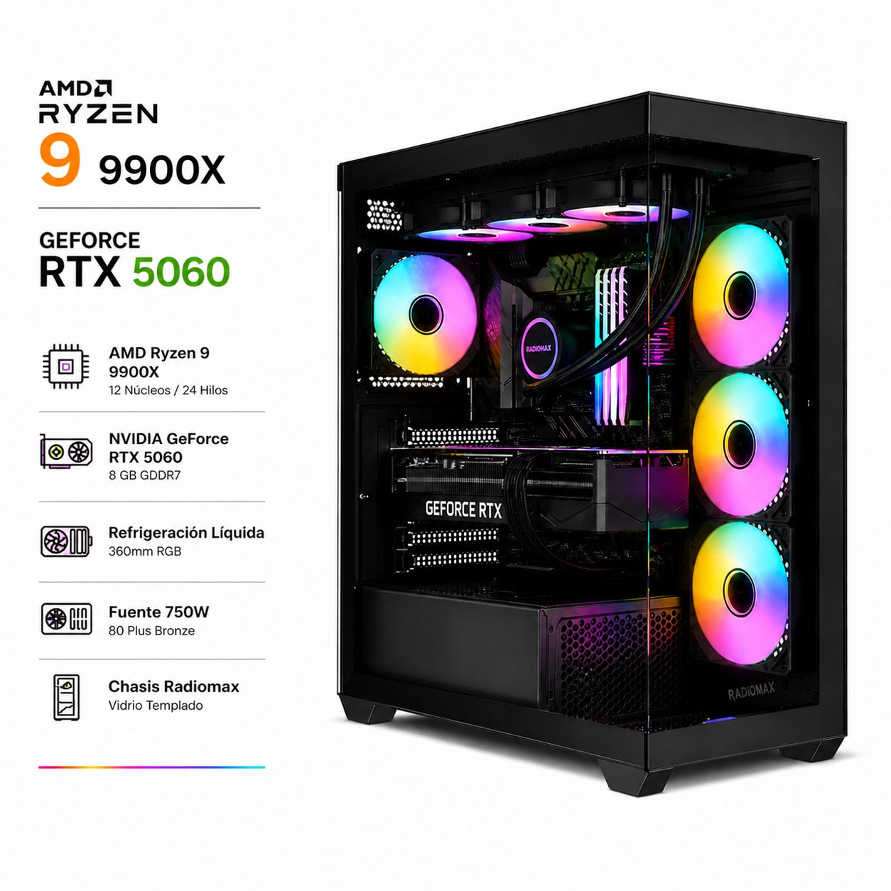 Pc Gamer Ryzen 9 9900X con RTX 5060