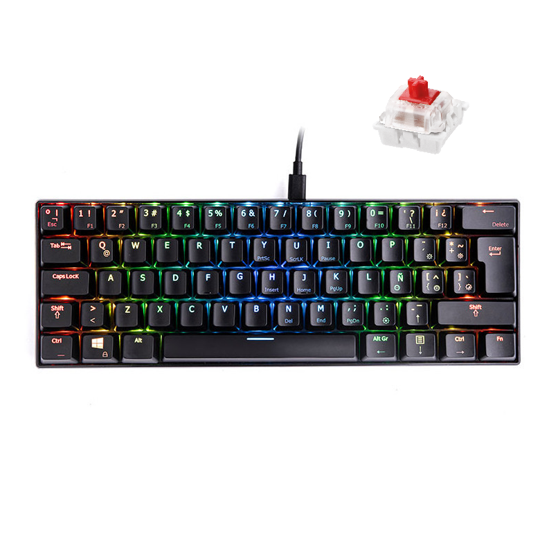 VSG MINTAKA 60% Mechanical Gamer Keyboard, RGB, Black Switche KAILH RED